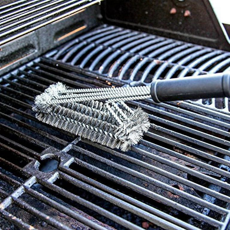 HEQUSIGNS 3 Pcs BBQ Grill Brush, Premium Stainless Steel Grill