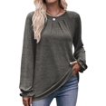 thumbnail image 1 of Camisas de Larga para Mujer, Moda Otoño 2025, Blusas Elegantes e Informales, Blusas Tipo Túnica Plisadas con Cuello Redondo. Gris Oscuro S, 1 of 10
