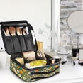 thumbnail image 5 of FORMRS Travel Makeup Bag Large Capacity Train Case Cosmetic Organizer with Adjustable Dividers, Orange Floral Garden, 5 of 8