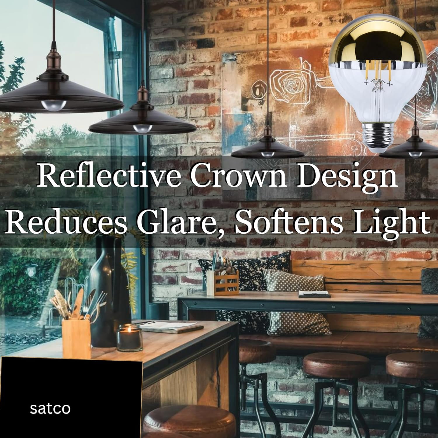 Satco S12542 G25 LED Gold Crown Globe Light Bulbs 5.5W 120V 2700K E26 Medium Base Dimmable (6 Pack)