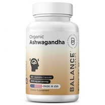 Balance Breens Certified Organic Ashwagandha 120 Vegan Capsules - Stress, Mood, Energy and Thyroid Support