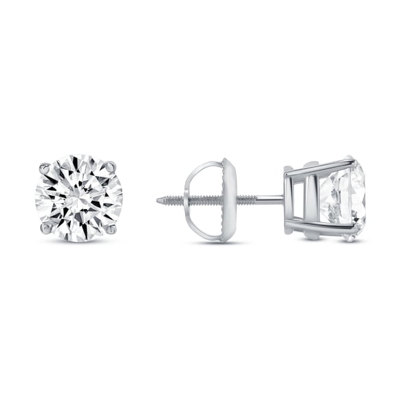 2 Ct Round Lab Created Grown Diamond Solid White Gold Earrings Studs Screw