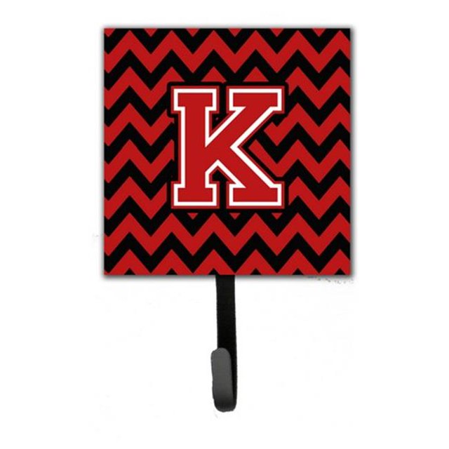 Letter K Chevron Black & Red Leash or Key Holder