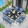 thumbnail image 2 of MAISON ARTS  9-Piece Patio Dining Set, 60 Inch Square Metal Table and 8 Textilene Dining Chairs Blue, 2 of 5