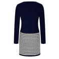 thumbnail image 5 of Women's Fashion Houndstooth Stitching Long Sleeve V-Neck Dress, 5 of 5
