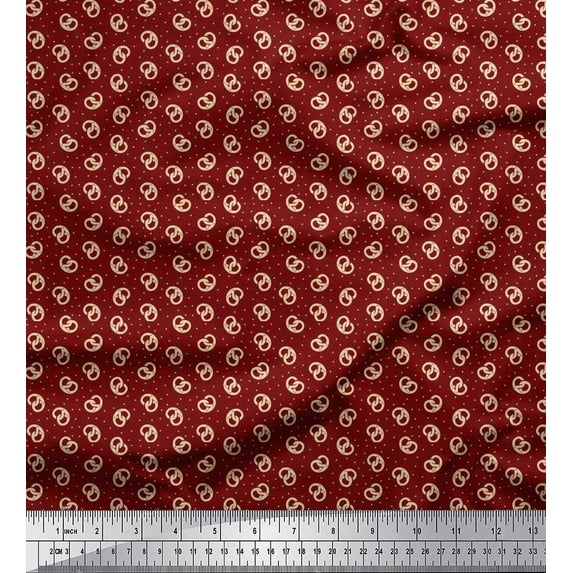 Soimoi Rayon Fabric Dot & Pretzels Food Decor Fabric Printed Yard 56 Inch Wide