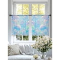 thumbnail image 3 of Blue Pink Mshroom Sheer Curtains 54 Inch Length 2 Panels Set, Contemporary Botanical Butterfly Art Voile Window Treatment Rod Pocket Short Kitchen Curtains Drapes for Bedroom 52"x54"x2, 3 of 7