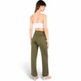 thumbnail image 5 of Women's High Waist Wide Leg Lounge Pants with Drawstring- Olive Green,Large, 5 of 7