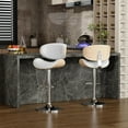 thumbnail image 2 of Bar Stools Adjustable Swivel Barstools Counter Stools with Back Sets of 4, Mid-Century Modern PU Leather Upholstered Counter Height Barstools, Kitchen Island Bar Chairs, Snow White, 2 of 7