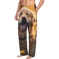 thumbnail image 2 of Uemuo Sunset Daisy Dog Pattern Men's Wide Leg Palazzo Lounge Pants with Pockets Light Weight Loose Comfy Casual Pajama Pants-Large, 2 of 9