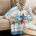 thumbnail image 2 of Coastal Beach Throw Blankets, Nautical Ocean Seashell Coral Starfish Soft Fleece Blanket Decorative for Home Sofa Couch Chair Living Bedroom,30x40 Inches, Lake Blue Summer, 2 of 6