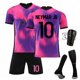 thumbnail image 1 of Conjunto futbol Paris 3.ª visitante morado talla 10 con calcetines + protecciones talla 22, 1 of 2