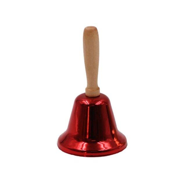 Campana de mano navideña con mango de madera, cascabeles de Papá Noel para bodas, Servicio Escolar, restaurante de juegos