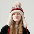 thumbnail image 5 of Vinsonshop Womens Beanie Trapper Hat for Women Knitted Hats for Women Fleece Lined Hat Women Knit Hat Warm Hats for Women Beanie with Ear Flaps Red One Size, 5 of 9