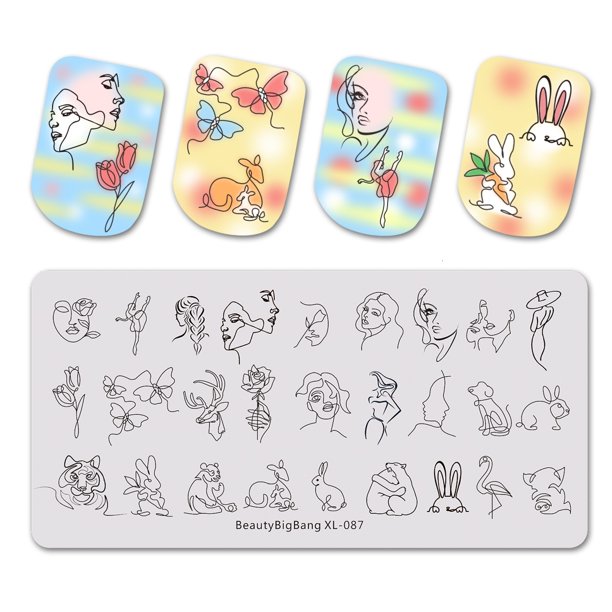 BeautyBigBang Placas de estampado Patrón de corteza de árbol Hojas Imagen de remolino Plantilla de arte de uñas de acero inoxidable Stencil XL-039 Tan Jianjun unisex