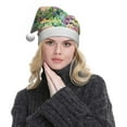 thumbnail image 5 of KLL Christmas Hats for Adults Plush Watercolor Blooming Cactus Print Santa Hat Xmas Fluffy Santa Claus Hat for Women Men, 5 of 6