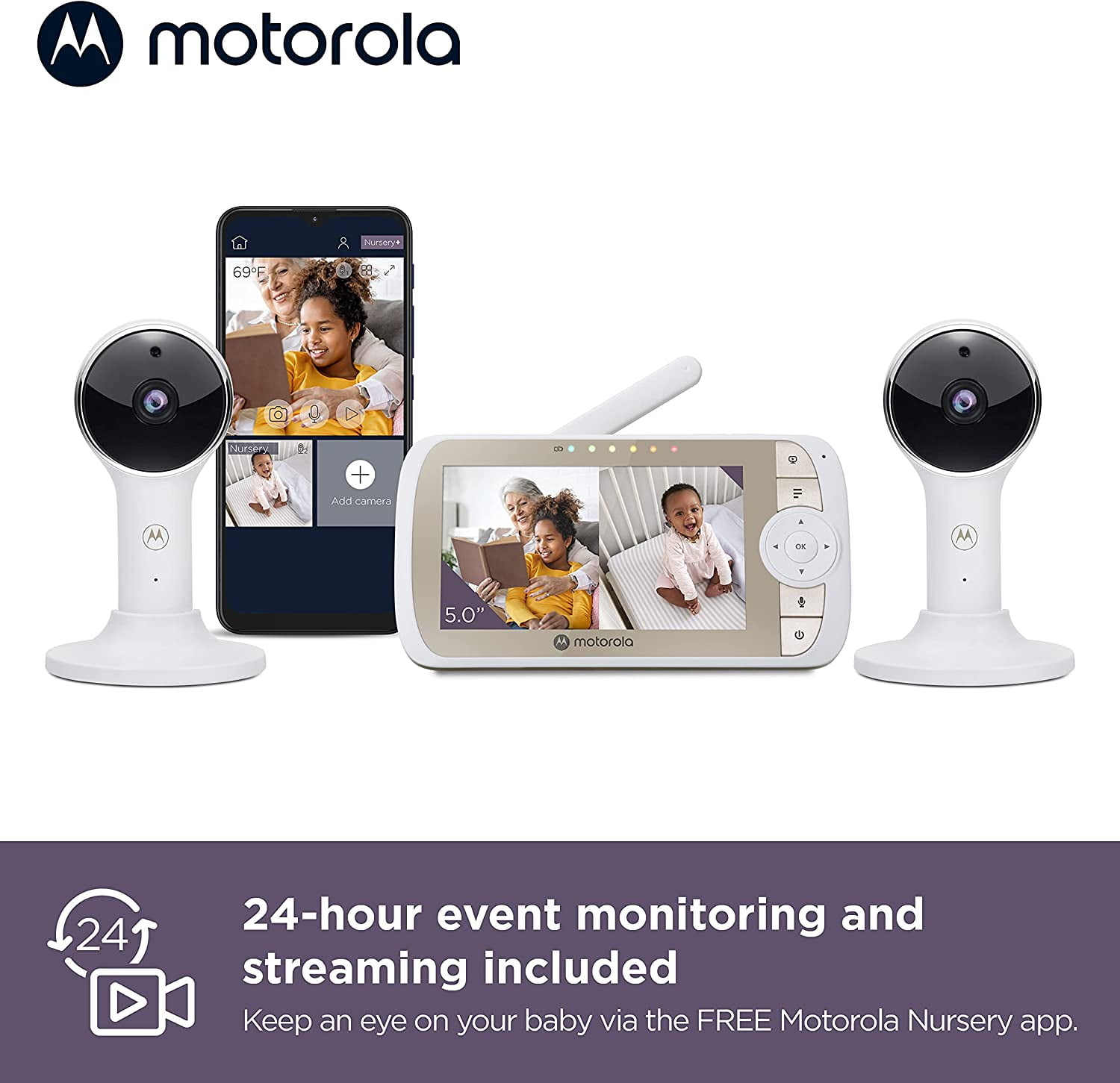 Babyphone VM 65 X Connect 2-en-1 Wifi + Video Blanc de MOTOROLA