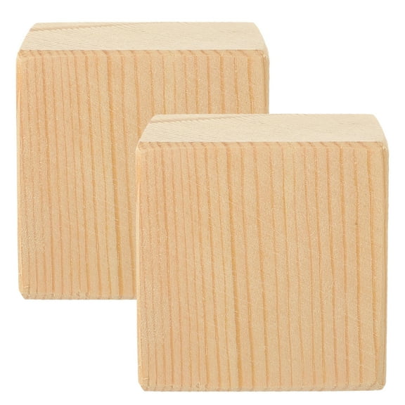 OULII 2Pcs Beige Square Wood Bed Risers for Scratch Prevention Bathroom Use 5.00X5.00X5.00CM