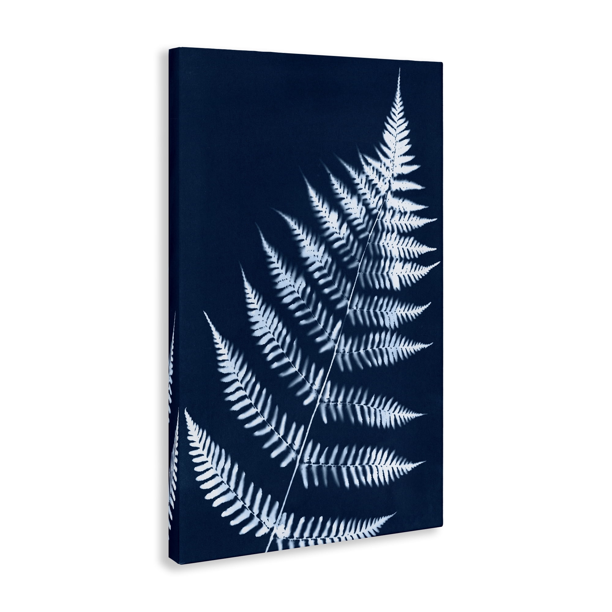 Stupell Industries Blue Fern Impression Botanical & Floral Painting Gallery Wrapped Canvas Art Print Wall Art, 16 x 24