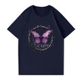 thumbnail image 3 of NAMTYQX Womens Graphic T Shirts Graphic Relaxed Fit Oversized Short Sleeve Soft Stretchy Crew Neck Trendy Print Women's Summer Tops Navy Size L, 3 of 5