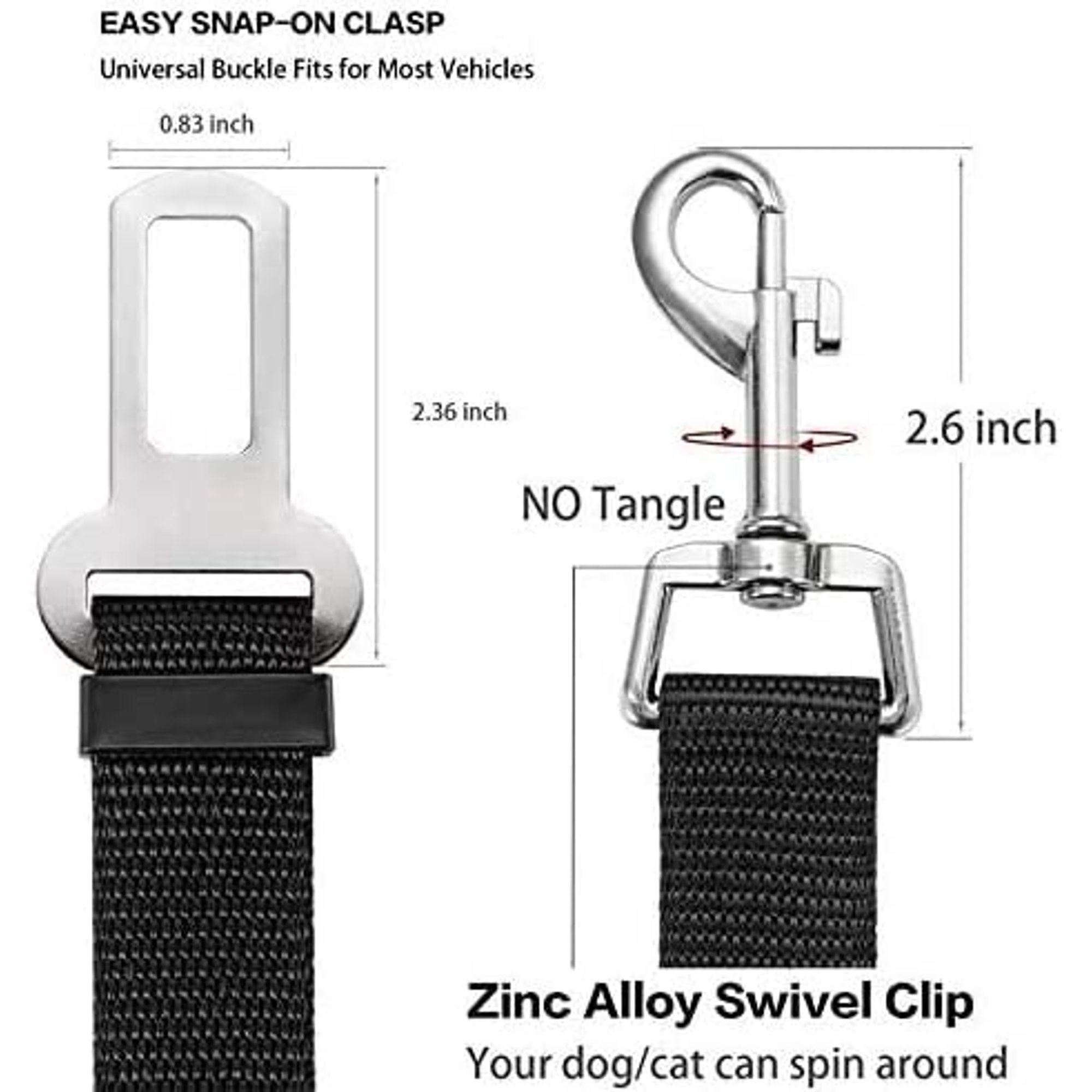 Ceinture Sécurité Chien Voiture - Lot De 2, Réglable 55-90cm | Nylon Et Métal, Amortisseur élastique