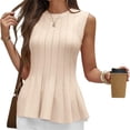 thumbnail image 2 of Sleeveless Knit Tops Slim Fit Ribbed Peplum Sweater Vest, 2 of 7