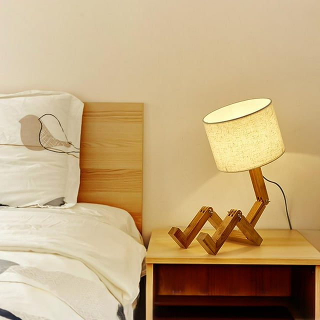 Lámpara de Noche Moderna Yinane Ajustable de Madera Beige