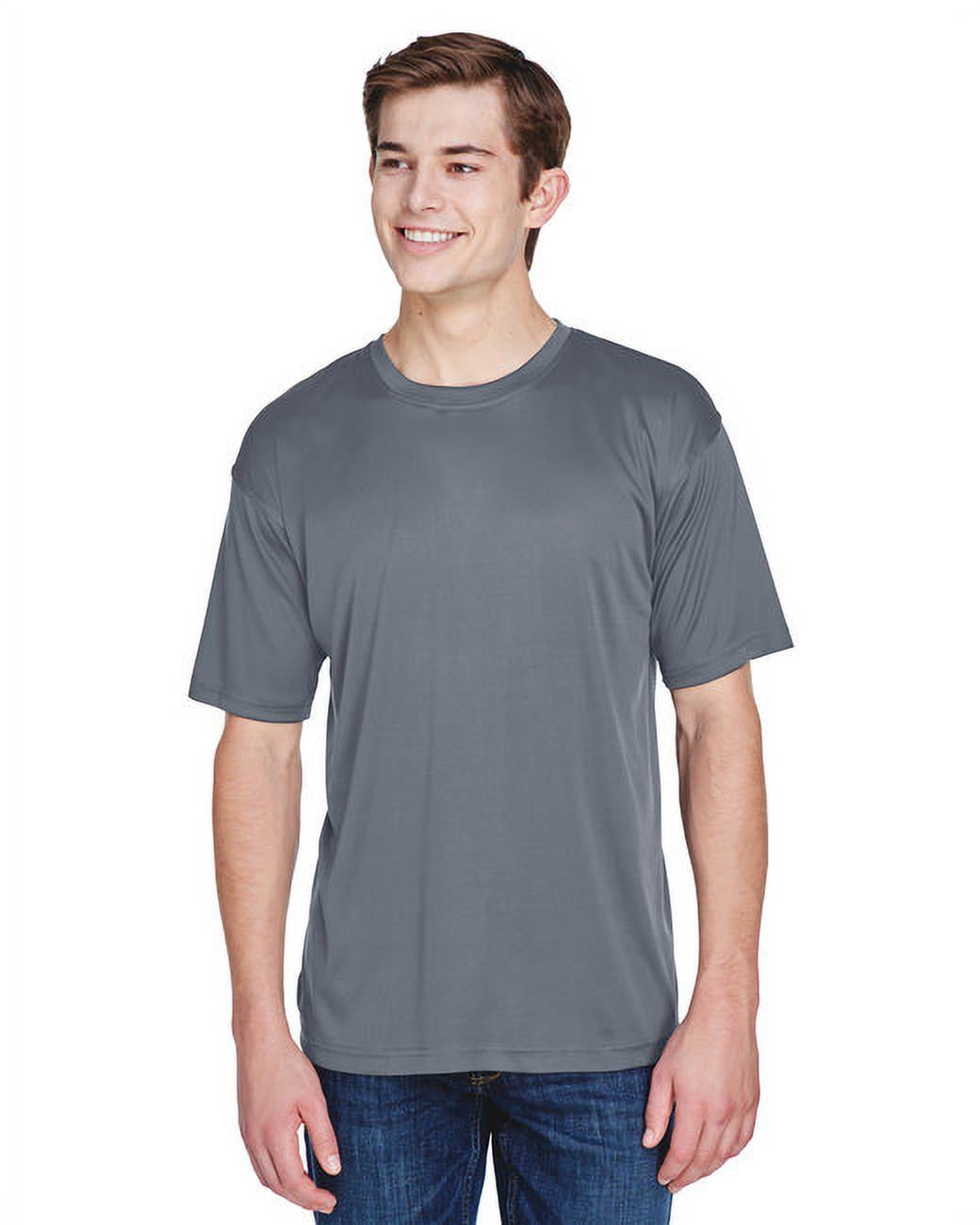 UltraClub Men's Cool & Dry Performance Tee – Moisture-Wicking Polyester (Charcoal, 6X-Large)