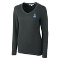 thumbnail image 2 of Women's Cutter & Buck Heather Charcoal Detroit Lions Throwback Logo Lakemont Tri-Blend V-Neck Sweater, 2 of 3