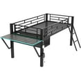 thumbnail image 5 of DreamBuck Twin Size Gaming Loft Bed with Desk, LED and Storage Space, Metal Loft Bed Frame with Vented Mesh Undercarriage Storage, Modern Twin Loft Beds for Teens, No Box Spring Needed, 5 of 9