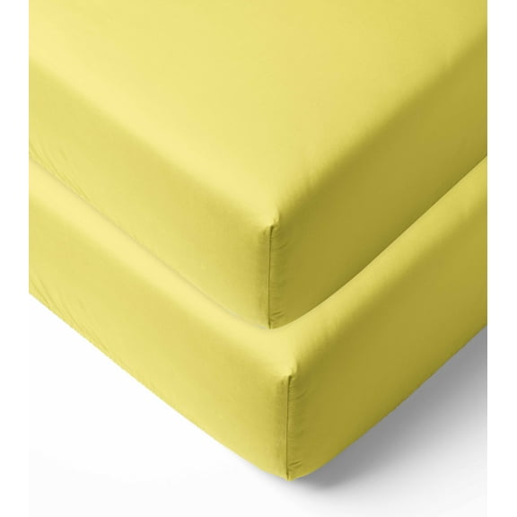 Bacati - Solid Fitted Crib/Toddler Bed Sheets 100% Cotton Percale, Available in Multiple Colors, 2-Pack