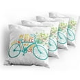 thumbnail image 5 of Ambesonne Summer Throw Pillow Cover 4 Pack, Blue Bike with Flowers, 24", Turquoise Yellow, 5 of 7