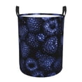 thumbnail image 1 of Balery Blue-Purple Raspberries Cesta de ropa redonda con asas, impermeable, independiente, para ropa, juguetes, dormitorio y familia-Medium, 1 of 6