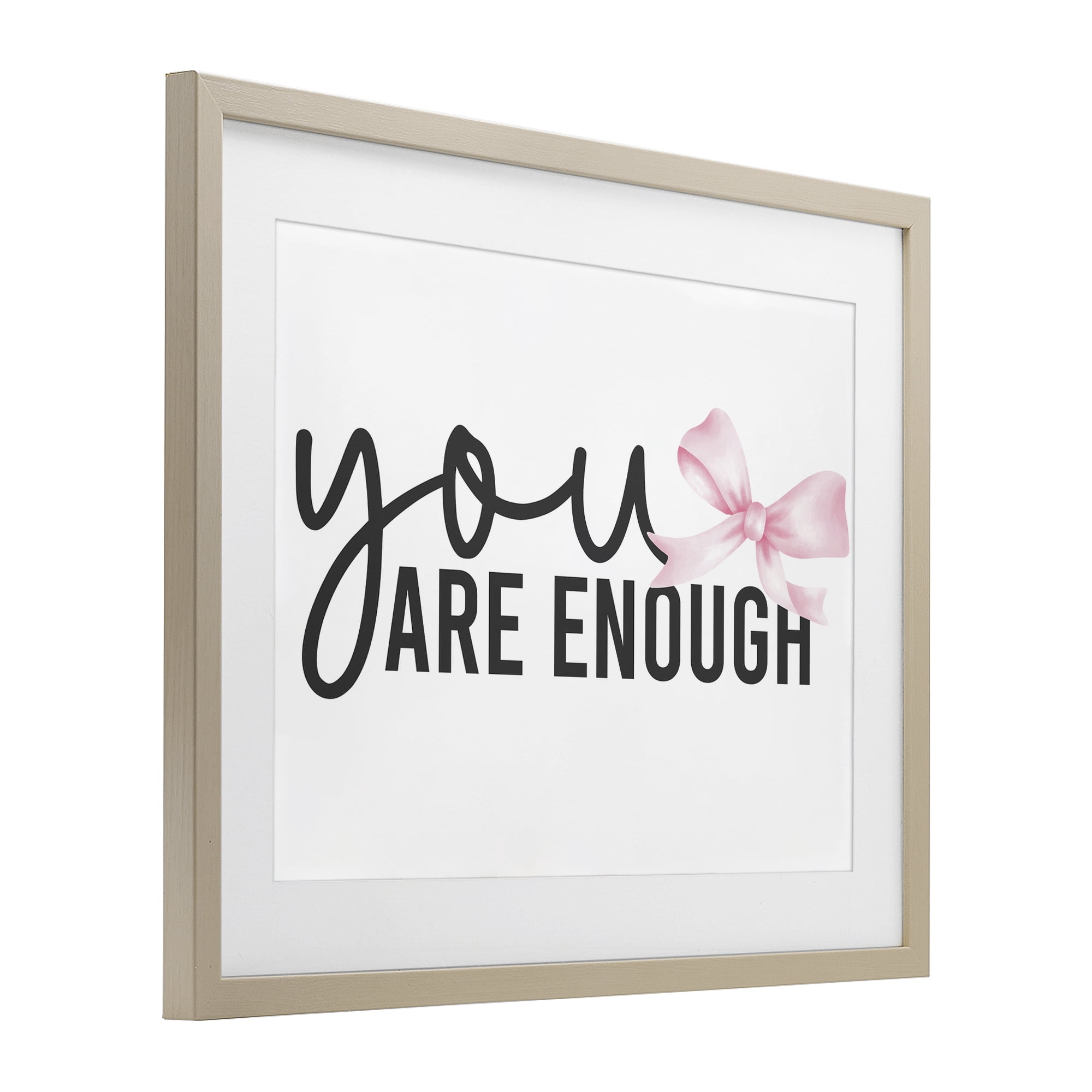 Stupell Industries You Are Enough with Ribbon Birch Framed Print Under Glass, design by Kim Allen