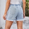 thumbnail image 7 of Womens Rhinestone Denim Shorts High Waist Tassel Ripped Summer Going Out Beach Rave Festival Holiday Party Shorts with Pockets Blue XXL, 7 of 7