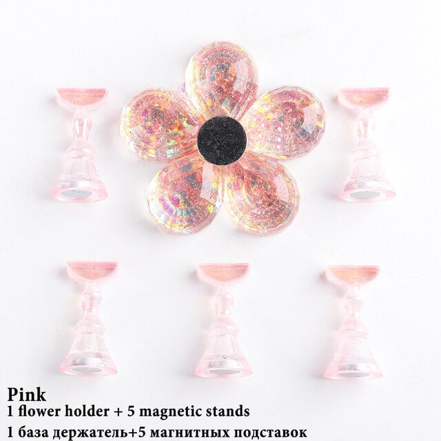 New Flower Magnetic Tips Nail Art Practice Display Stand Rack Chess Board False Nails Holder Polish Showing Shelf Resin Design