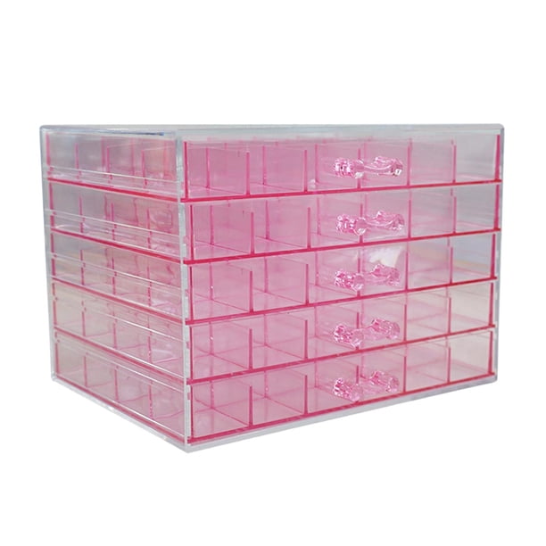 Estuche para decoración de uñas, acrílico, para guardar joyas, 5 capas, 120 unidades Rosa