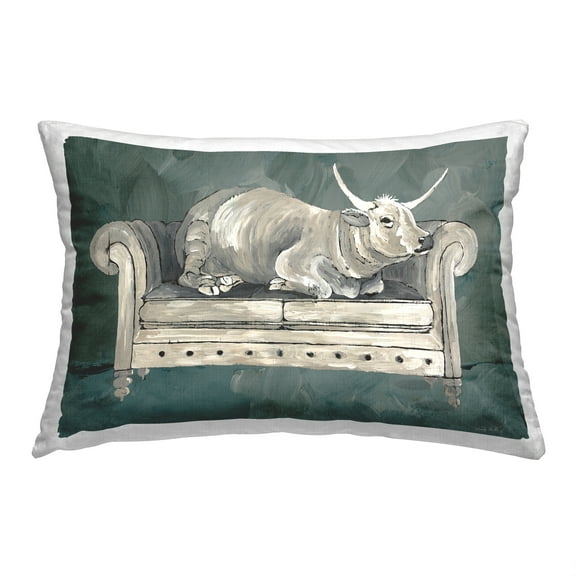 Stupell Industries Cattle on Couch Decorative Printed Throw Pillow, 14 x 20