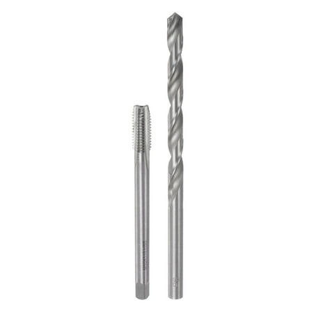Uxcell M10 x 1.5 110mm Length Straight Flute Thread Tap 10mm Drill Bit Set High Speed Steel