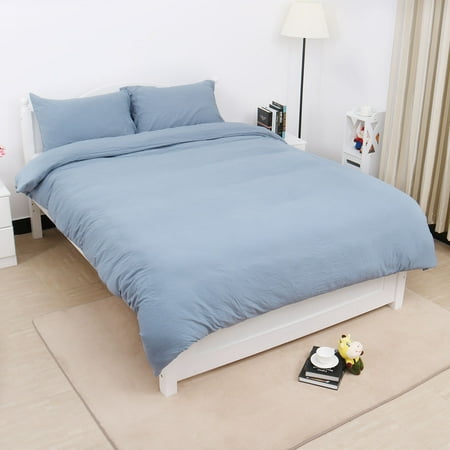 Washed Cotton Duvet Cover Sets Zipper Closure Bedding Set 2 1
