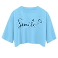 thumbnail image 4 of MIXUE Womens Summer Tops Letter Print Round Neck Short Sleeve Loose Casual Shirts For Women Tee Shirts Daily-Wear,Blue,L, 4 of 4
