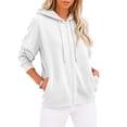 thumbnail image 2 of Women Full Zip Hooded Jacket Sevevn Drawstring Dual Side Pockets Long Sleeve Loose Casual Sweatshirt Outerwear For Spring Fall Daily Wear, 2 of 9
