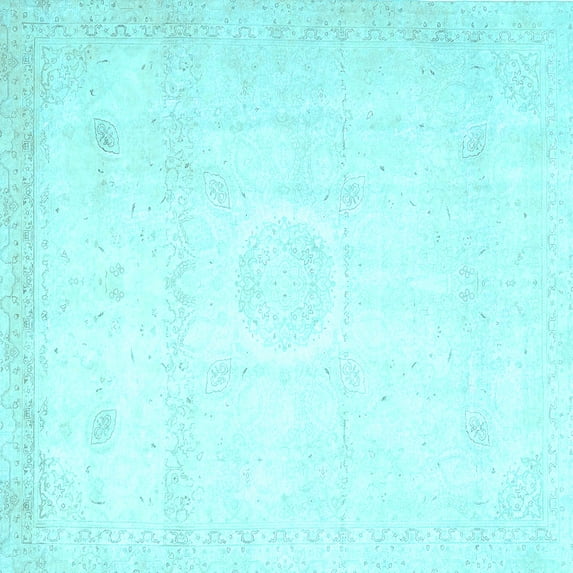 Ahgly Company Indoor Square Persian Light Blue Traditional Area Rugs, 6' Square