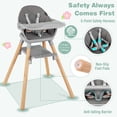 thumbnail image 5 of 6-in-1 Convertible Baby High Chair, Toddler Feeding Chair with 5-Point Safety Harness, Removable Double Tray, Beech Wood Legs, Footrest, PU Cushion, 55 lb Capacity for 6 Months-6 Years Gray, 5 of 10