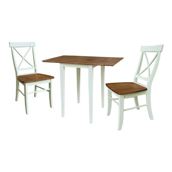International Concepts Small Dual Drop Leaf Table with Two Chairs - 3 Piece Set