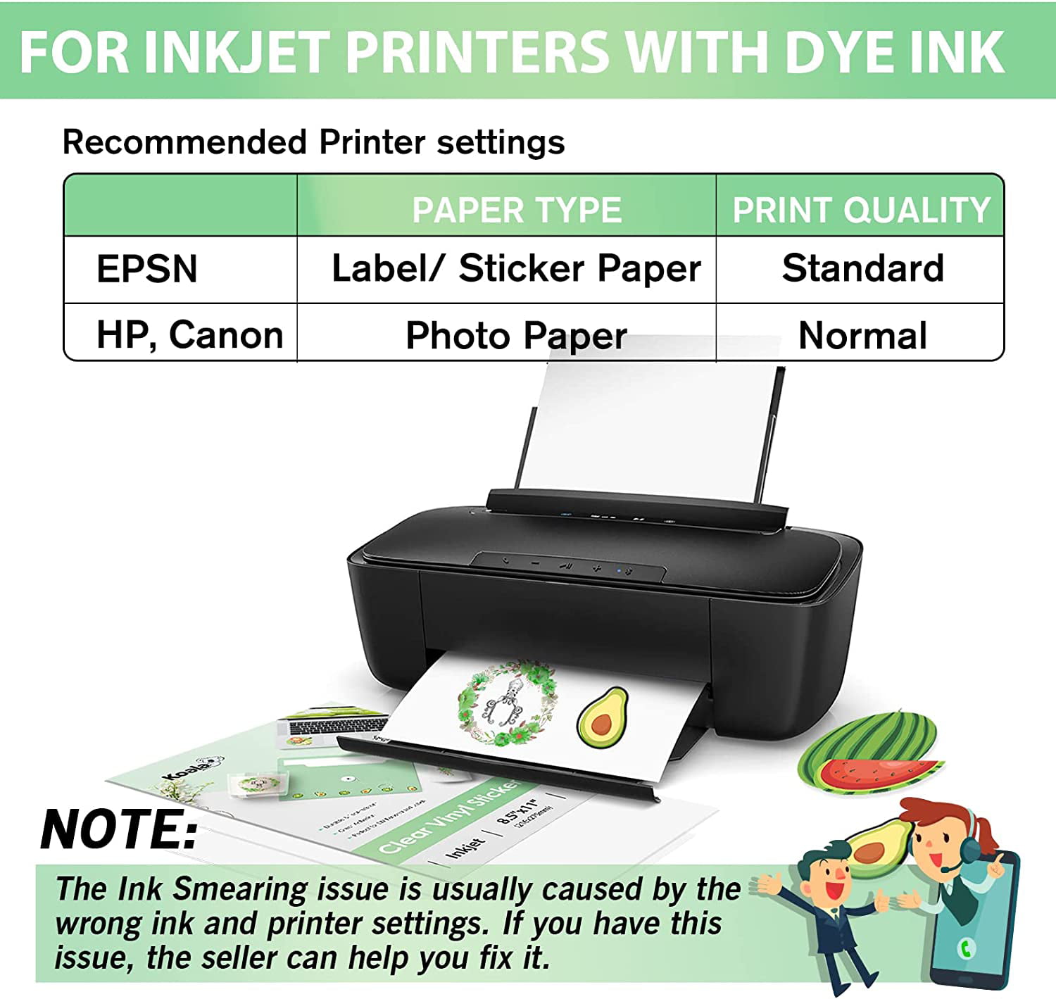 Koala Clear Sticker Paper for Inkjet Printer - Waterproof Clear
