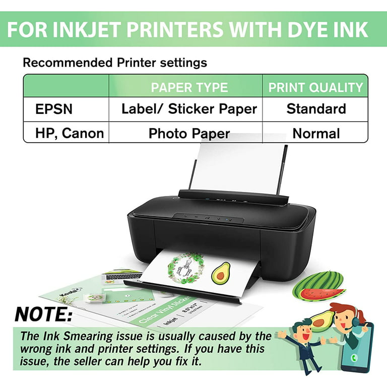 Printable Vinyl Sticker Paper Waterproof, Clear Sticker Paper for Laser and Inkjet Printer, 8.5 x 11