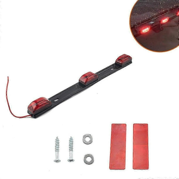 1pc Red 9 LED ID Strip Marker Tail Black Stainless Steel Bracket for Truck Trailer Boat Identification Light