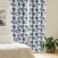 thumbnail image 2 of Ambesonne Hawaii Curtains, Monochrome Flower Art, Pair of 28"x63", Navy Blue White, 2 of 5