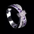 thumbnail image 2 of Electroplated Geometric Metal Ring with Amethyst Accents and Diamond Detailing Individually Packed Ring European American Fashion Jewelry, 2 of 3
